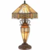 Casa Padrino Tiffany Tischleuchte Beige / Dunkelbraun H. 57 cm - Tiffany Leuchten