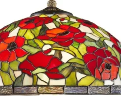 Casa Padrino Tiffany Tischleuchte Rosenmuster Bronzefarben / Mehrfarbig Ø 40 x H. 61 cm - Hockerleuchte aus 528 Glasteilen