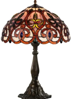 Casa Padrino Tiffany Tischleuchte Mehrfarbig Ø 42 x H. 60 cm - Luxus Wohnzimmer Tischlampe