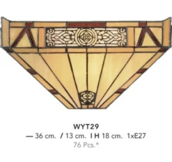 Casa Padrino Tiffany Wandleuchte Kunstobjekt aus 76 Glasstücken, 36 x 18 cm