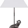 Casa Padrino Tischleuchte Elefant Bronze 35 x 29 x H. 50 cm - Luxus Tischlampe mit weißem Lampenschirm