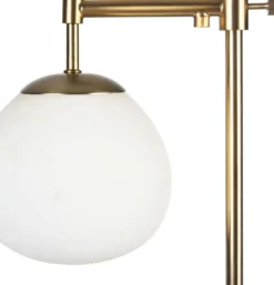 Casa Padrino Tischleuchte Gold 17 x H. 65 cm - Exklusive Wohnzimmer Tischlampe aus Metall und Mattglas