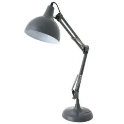 Casa Padrino Tischleuchte Klassisch in Grau, Metall, Durchmesser 20 cm x Höhe 68 cm - Elegante Büroleuchte