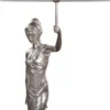 Casa Padrino Tischleuchte mit Bronzefigur Justitia Silber / Weiß 55 x 48 x H. 105 cm - Hotel & Restaurant Tischlampe