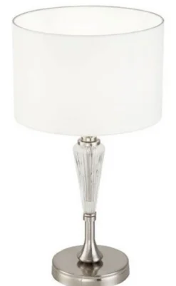 Casa Padrino Tischleuchte Silber / Weiß Ø 26,5 x H. 46 cm - Elegante Tischlampe im Neoklassischen Stil