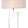 Casa Padrino Tischleuchte Silber / Weiß 55 x 25 x H. 88 cm - Luxus Tischlampe mit Lampenschirm