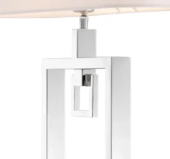 Casa Padrino Tischleuchte Silber / Weiß 55 x 25 x H. 88 cm - Luxus Tischlampe mit Lampenschirm