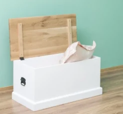 Casa Padrino Truhe im Landhausstil mit Eichenholzplatte, 90 x 45 x 45 cm