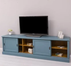 Casa Padrino TV Schrank im Landhausstil mit 4 Schiebetüren, 246 x 46 x 70 cm