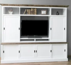 Casa Padrino TV Schrank im Landhausstil mit 6 Schiebetüren, 254 x 46 x 210 cm