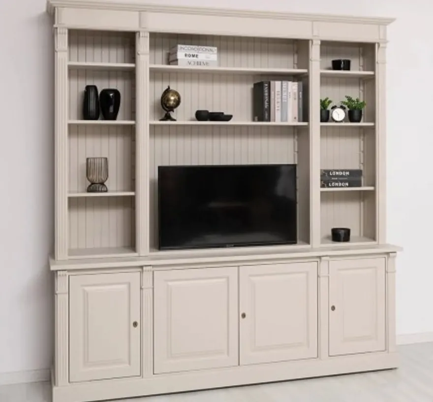 Casa Padrino TV Schrank im Landhausstil Creme Waterloo, 223 x 51 x 228 cm