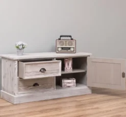 Casa Padrino TV Schrank im Landhausstil mit 1 Tür und 2 Schubladen, 120 x 40 x 57 cm