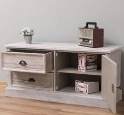 Casa Padrino TV Schrank im Landhausstil mit 1 Tür und 2 Schubladen, 120 x 40 x 57 cm