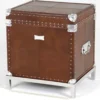Casa Padrino Vintage Echtleder Koffertisch Braun 45 x 40 x H50 cm - Beistelltisch aus Rindleder und Massivholz