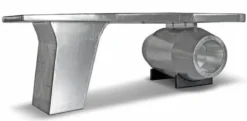 Casa Padrino Vintage Flieger Schreibtisch Silber 230 x 120 x H. 80 cm - Aluminium Flugzeug Design Bürotisch - Aluminium Flugzeug Büro Möbel