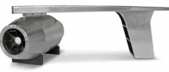 Casa Padrino Vintage Flieger Schreibtisch Silber 230 x 120 x H. 80 cm - Aluminium Flugzeug Design Bürotisch - Aluminium Flugzeug Büro Möbel