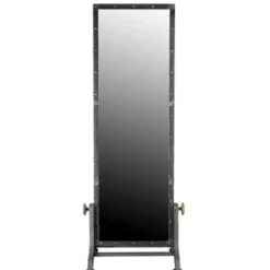 Casa Padrino Vintage Industrial Standspiegel Aluminium schwenkbar 194 cm - Möbel Metall Spiegel