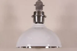 Casa Padrino Vintage Industrie Hängeleuchte, Industrie Design Lampe aus Aluminium in Epoxy Weiß, Durchmesser 52 cm