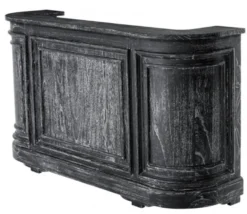 Casa Padrino Vintage Look Theken Schrank 190 cm - Ladentheke aus Massivholz in Schwarz Washed Antik Stil