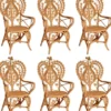 Casa Padrino Vintage Stil Hotel Garten Rattan Esszimmer Stuhl 6er Set mit Armlehnen Naturfarben H. 95 cm