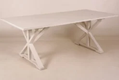 Casa Padrino Vintage Teak Esstisch Antik Stil Weiß 210 x 100 x 78 cm - Massivholz Landhaus Tisch