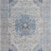 Casa Padrino Vintage Teppich Blau / Grau - Verschiedene Größen - Rechteckiger Wohnzimmer Teppich - Deko Accessoires