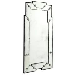Casa Padrino Vintage Wandspiegel im Antik Stil aus Glas und Holz, 80 x 140 cm - Art Deco Spiegel für Hotel und Gastronomie