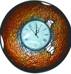 Casa Padrino Vintage Wanduhr Metall - Prunkvolle Wanduhr in Kupfer - Durchmesser 48 cm