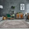 Casa Padrino Vintage Wohnzimmer Teppich Hellgrau 160 x 240 cm - Rechteckiger Baumwoll Teppich - Wohnzimmer Deko Accessoires