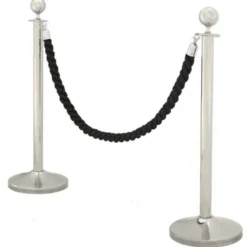 Casa Padrino VIP Abtrennung - Exklusive Absperrvorrichtung im Titanium Silver Finish - Silber/Schwarz - H 100 cm