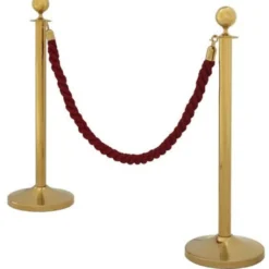 Casa Padrino VIP Abtrennung mit Ständer Gold und Kordel Bordeaux 100 cm - Luxuriöses Leitsystem für exklusive Bereiche