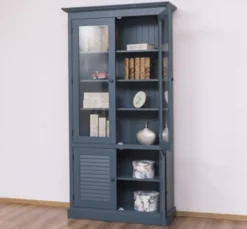Casa Padrino Vitrine im Landhausstil mit 2 Glastüren, 110 x 39 x 210 cm