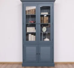 Casa Padrino Vitrine im Landhausstil mit 2 Glastüren, 110 x 39 x 210 cm