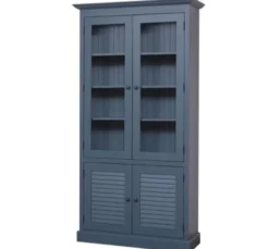 Casa Padrino Vitrine im Landhausstil mit 2 Glastüren, 110 x 39 x 210 cm