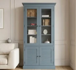 Casa Padrino Vitrine im Landhausstil mit 2 Glastüren, 110 x 39 x 210 cm