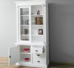 Casa Padrino Vitrine im Landhausstil mit 1 Tür, 120 x 51 x 228 cm