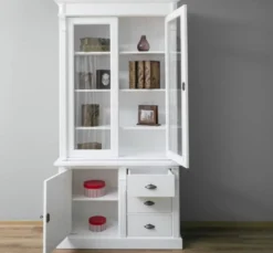 Casa Padrino Vitrine im Landhausstil mit 1 Tür, 120 x 51 x 228 cm