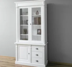 Casa Padrino Vitrine im Landhausstil mit 1 Tür, 120 x 51 x 228 cm