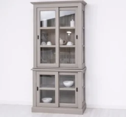 Casa Padrino Vitrine im Landhausstil mit 2 Türen, 110 x 47 x 220 cm