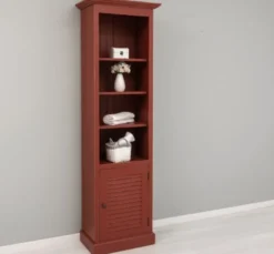 Casa Padrino Vitrine im Landhausstil Taupe mit 1 Glastür, 63 x 39 x 210 cm