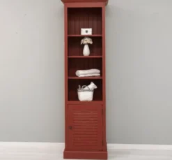 Casa Padrino Vitrine im Landhausstil Taupe mit 1 Glastür, 63 x 39 x 210 cm