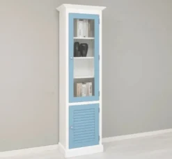Casa Padrino Vitrine im Landhausstil mit 1 Glastür, 64 x 39 x 210 cm