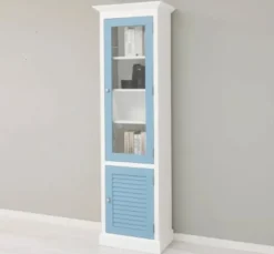 Casa Padrino Vitrine im Landhausstil mit 1 Glastür, 64 x 39 x 210 cm