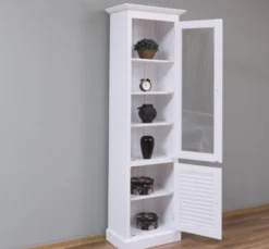 Casa Padrino Vitrine im Landhausstil mit 1 Glastür, 64 x 39 x 210 cm