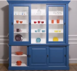 Casa Padrino Vitrine im Landhausstil mit 3 Schiebetüren, 194 x 48 x 212 cm
