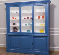 Casa Padrino Vitrine im Landhausstil mit 3 Schiebetüren, 194 x 48 x 212 cm