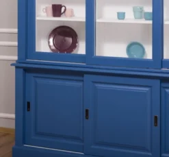 Casa Padrino Vitrine im Landhausstil mit 3 Schiebetüren, 194 x 48 x 212 cm