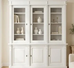 Casa Padrino Vitrine im Landhausstil mit 3 Türen, 183 x 51 x 228 cm
