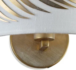 Casa Padrino Wandleuchte Farnblatt Design Gold / Weiß 24 x 12 x H. 19 cm - Luxuriöse Wandlampe
