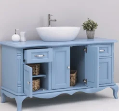 Casa Padrino Waschtisch im Landhausstil mit 4 Türen und 2 Schubladen, 140 x 57 x 75 cm